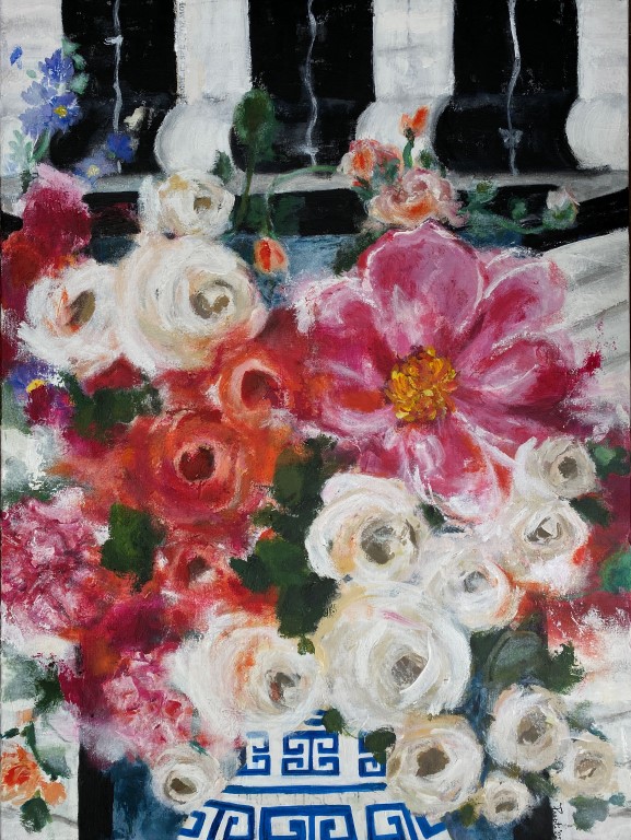 nature, flowers, rosesandpeonies 2021, Acrylic on canvas, painting, Prapti Dangwal